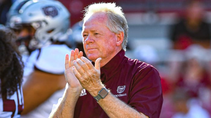 Missouri State coach Bobby Petrino before their game with the Arkansas Razorbacks